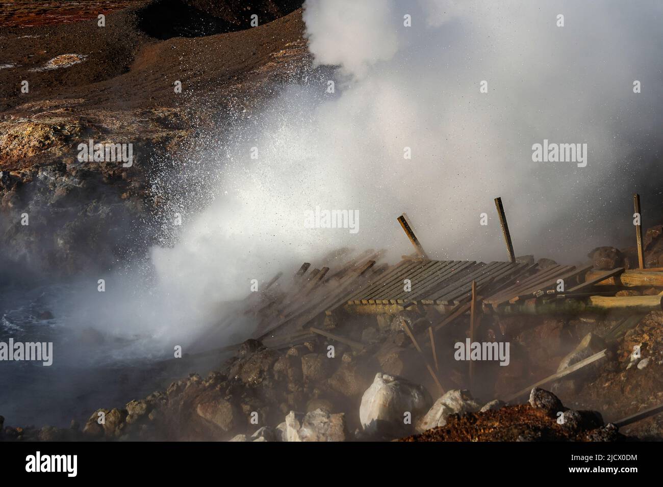 Fire n`Ice - Island live erlebt ! Eindrücke meiner Inselreise im August 2019.Hier das Hochtemperaturgebiet Gunnuhver auf der Halbinsel Reykjanes. Stockfoto